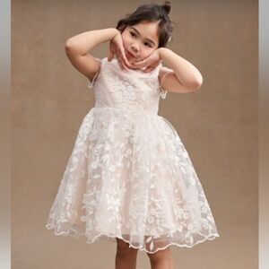 Girls White Floral Lace Party Dress